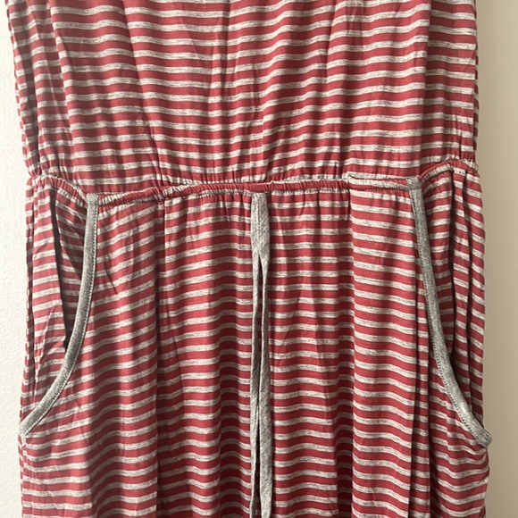 Espresso stripped knit maxi dress with elastic at waist and pocket. - Picture 2 of 7